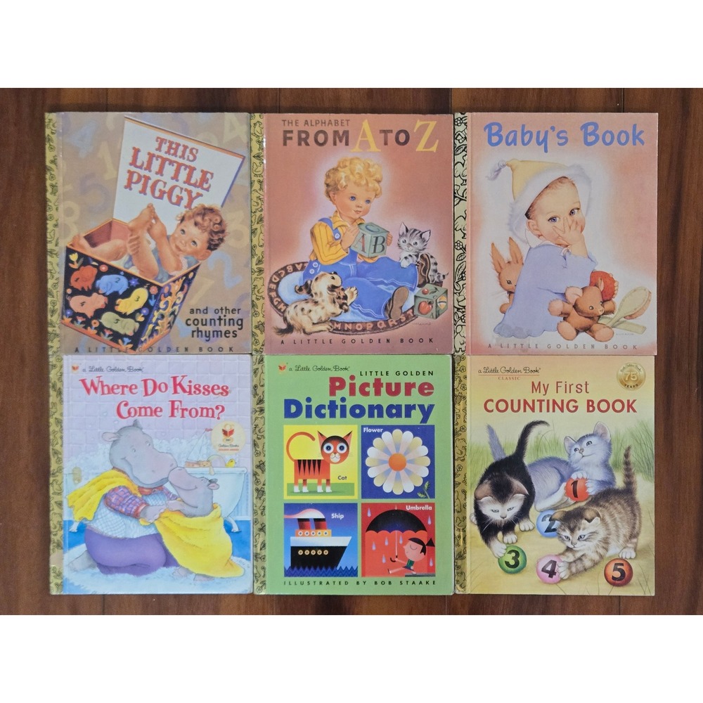Vtg Little Golden Book Set of 6 Alphabet Baby's Book Counting Picture Dictionary
